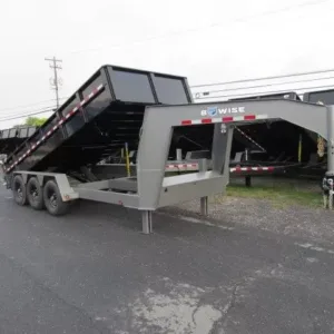 BWise 7 x 18 Gooseneck Tri-Axle Dump Trailer Hydraulic Jacks