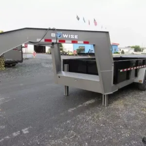 BWise 7 x 18 Gooseneck Tri-Axle Dump Trailer Hydraulic Jacks