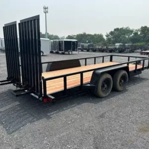 BWise 7 x 18 Equipment Trailer Split Landscape Ramp, 9990 lbs GVWR
